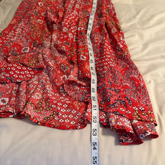 Abel The Label Lola Women Size L Midi Dress Button Front Ruffle Hi Lo Hem Cutout - Picture 10 of 11